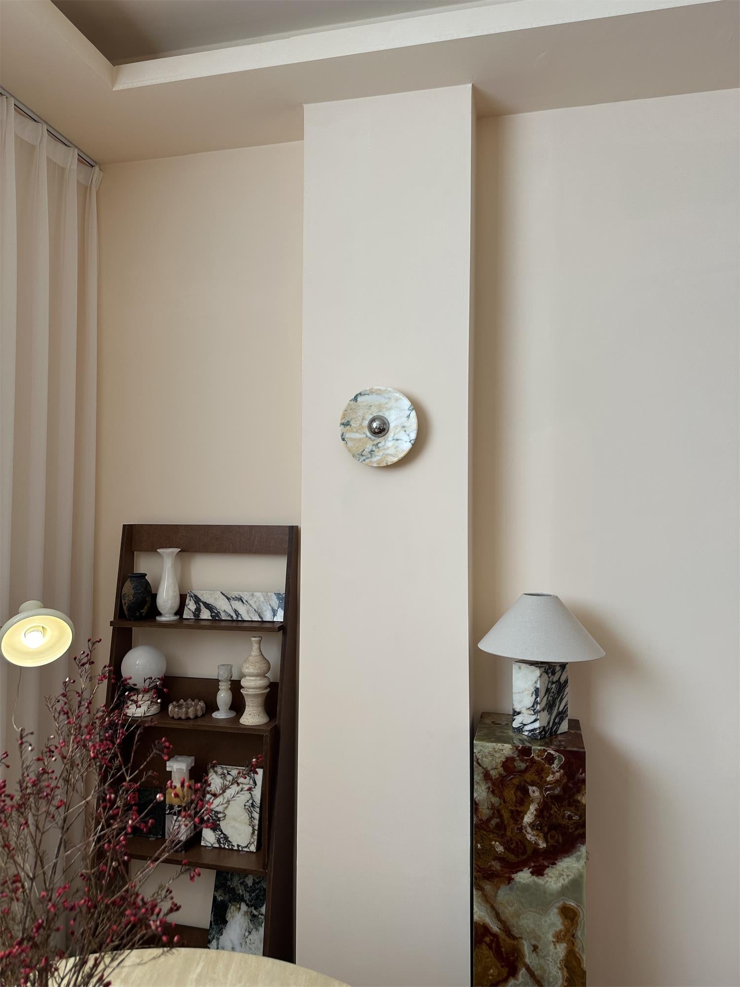 Alter Applique Murale Ronde en Marbre et Métal Style Minimaliste Moderne