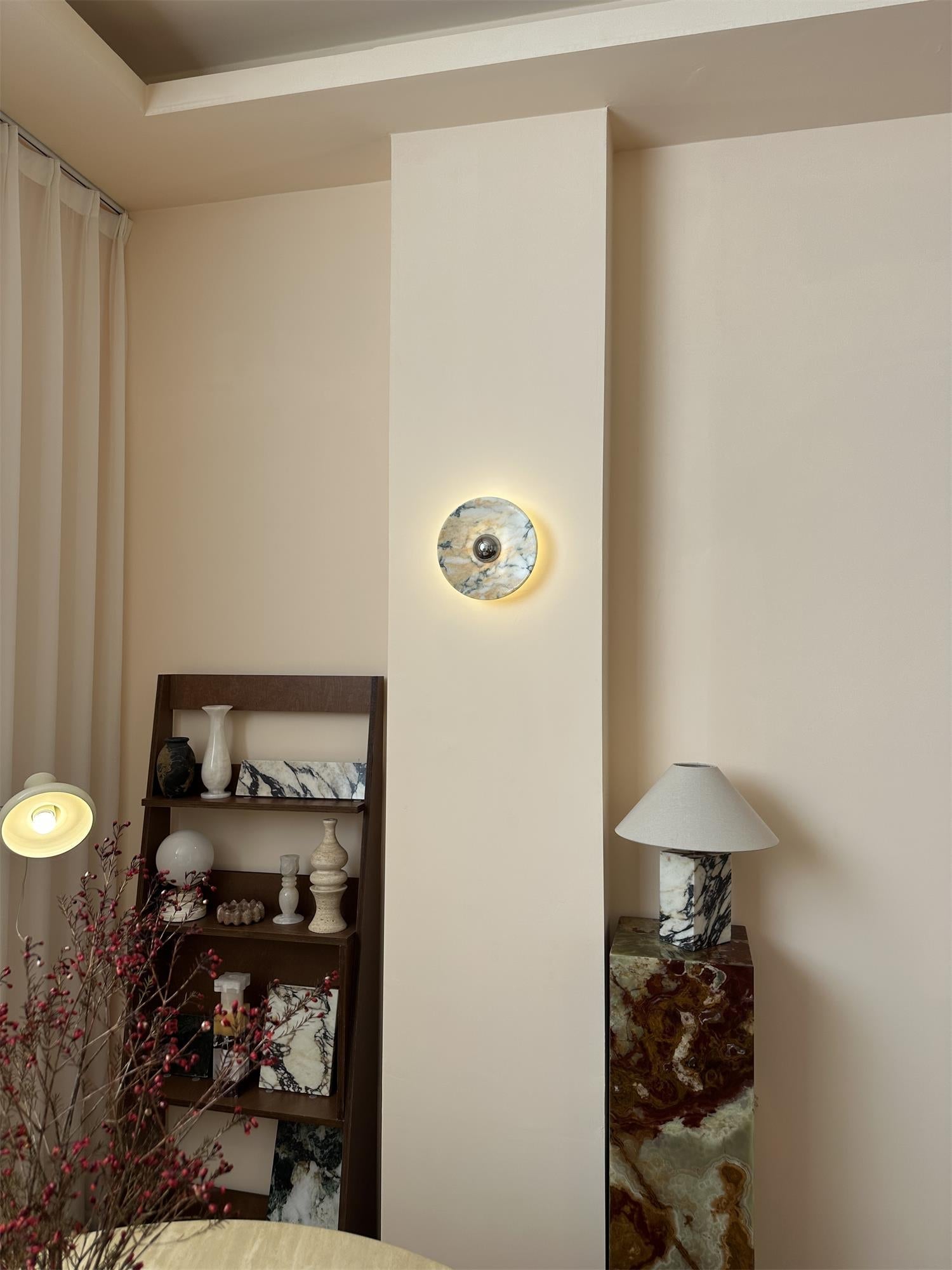 Alter Applique Murale Ronde en Marbre et Métal Style Minimaliste Moderne
