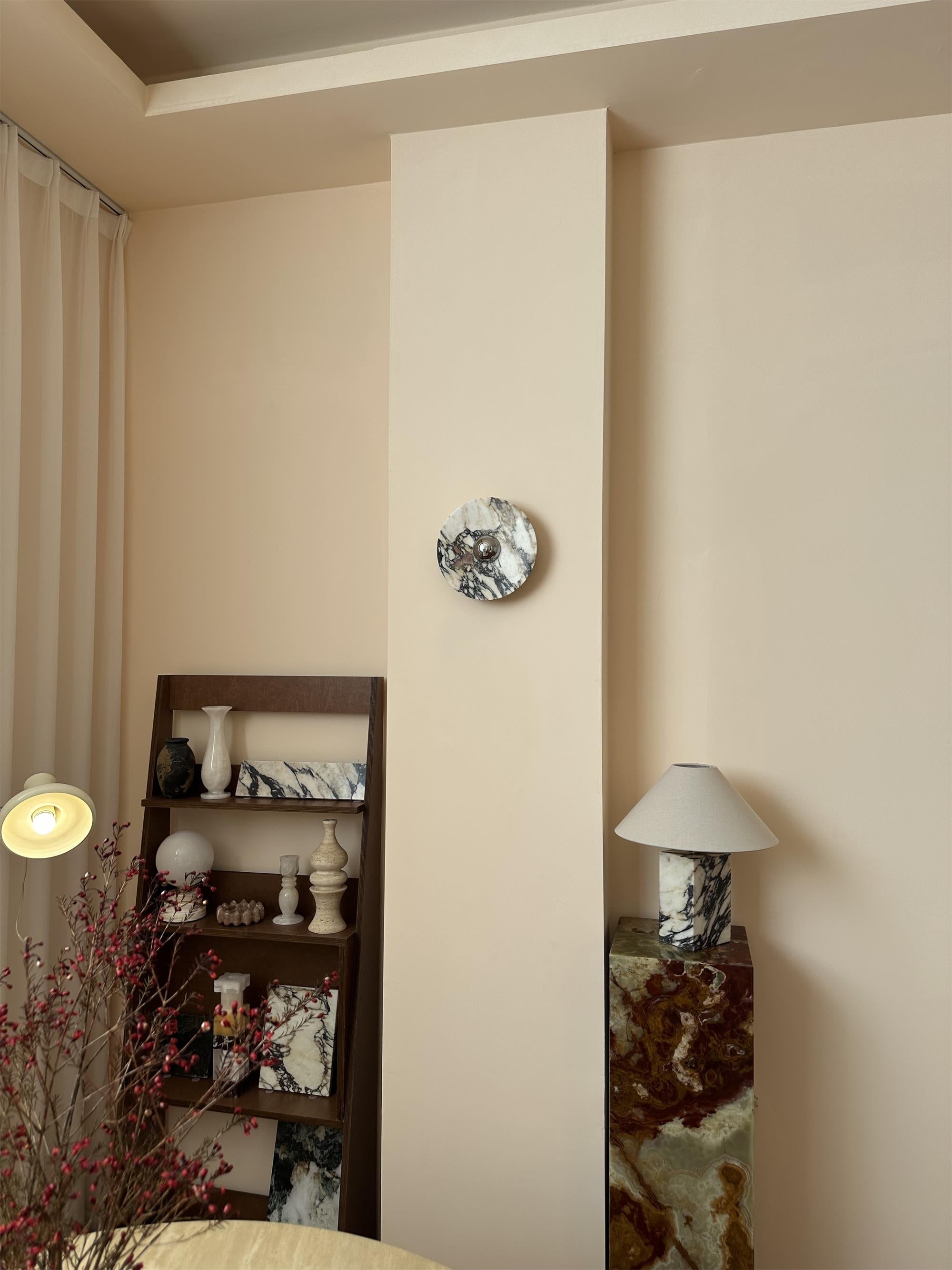 Alter Applique Murale Ronde en Marbre et Métal Style Minimaliste Moderne