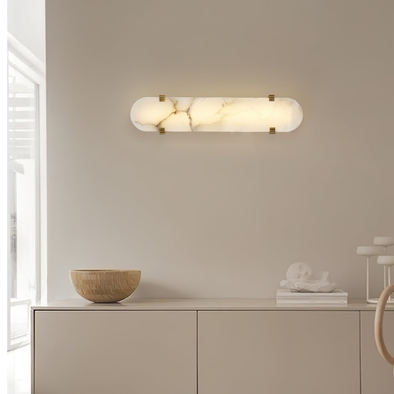 Lunaris Applique Murale Ovale Minimaliste en Albâtre