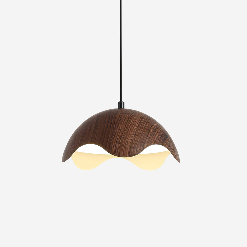 Suspension Abat-jour en Grain de Bois Vague Ambiance Minimaliste