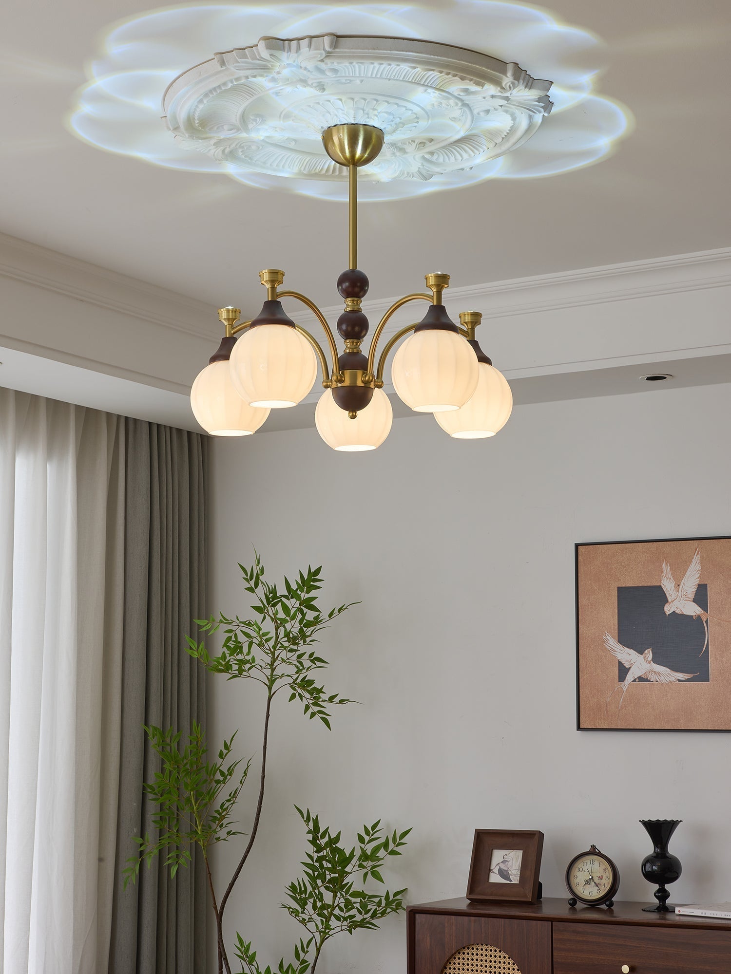 Illoros Lustre en Bois Élégance Traditionnelle
