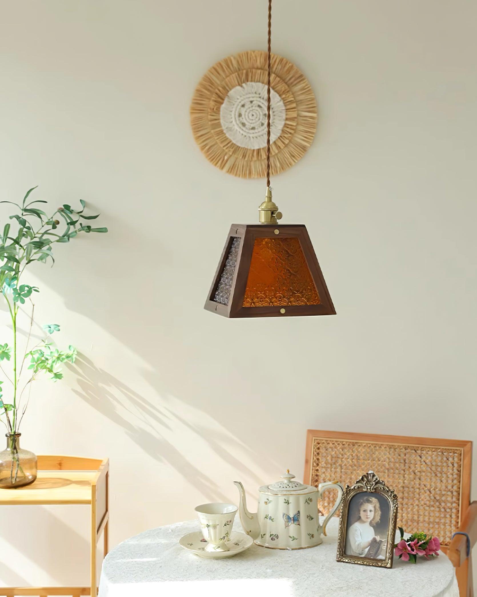 Calvi Lampe Suspendue Verre à Motif Floral Vintage