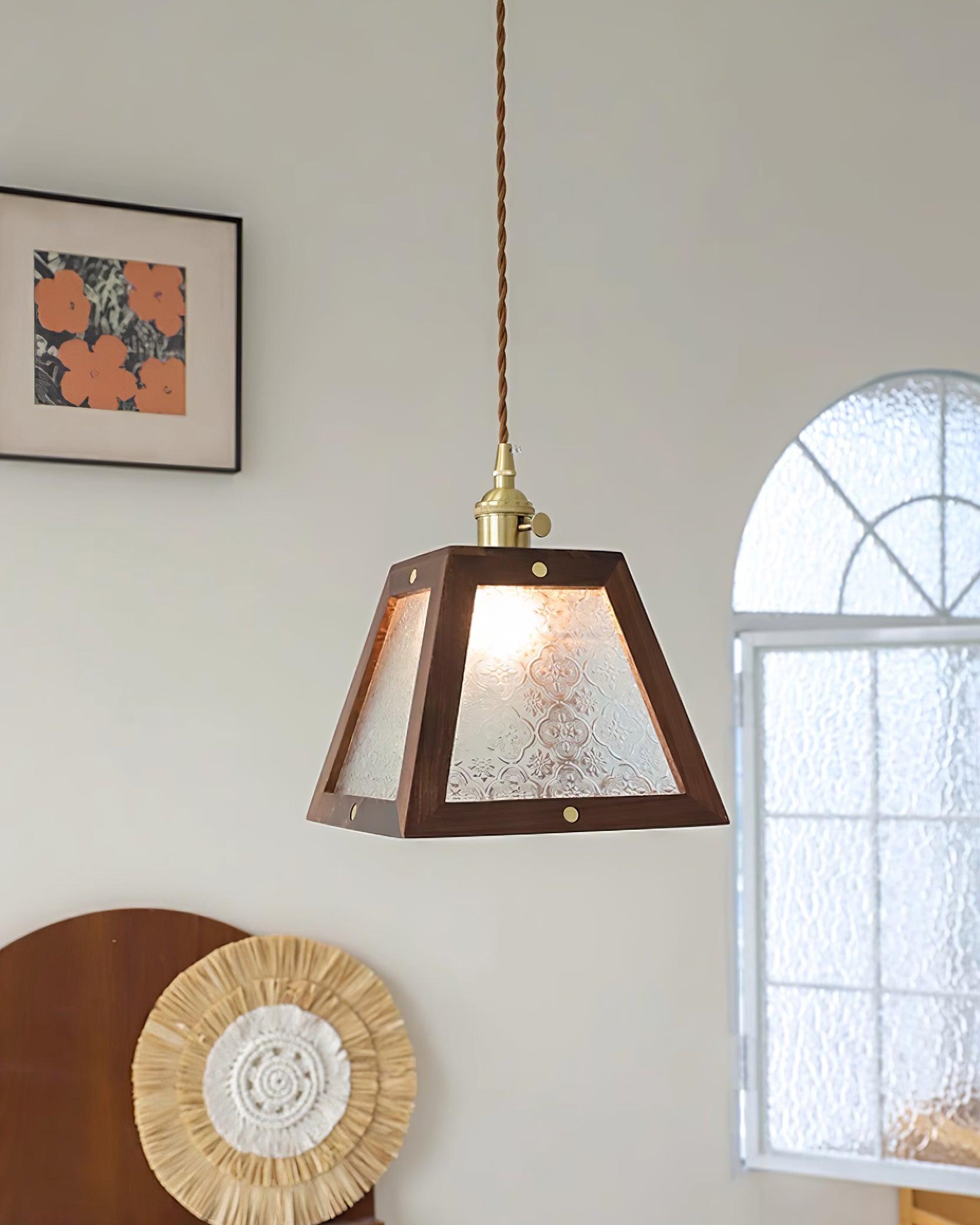 Calvi Lampe Suspendue Verre à Motif Floral Vintage