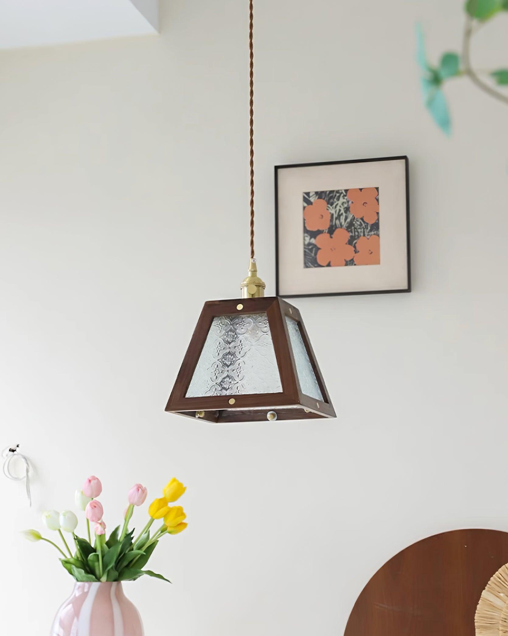 Calvi Lampe Suspendue Verre à Motif Floral Vintage