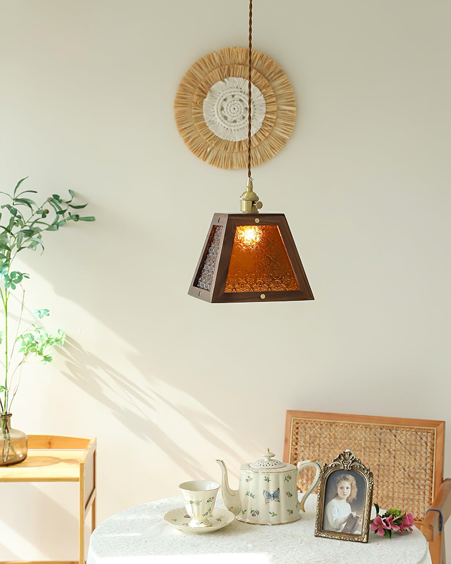 Calvi Lampe Suspendue Verre à Motif Floral Vintage