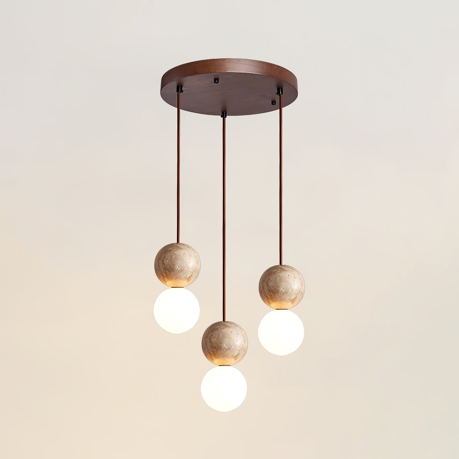 Luna Travertin Pendentif Lumière