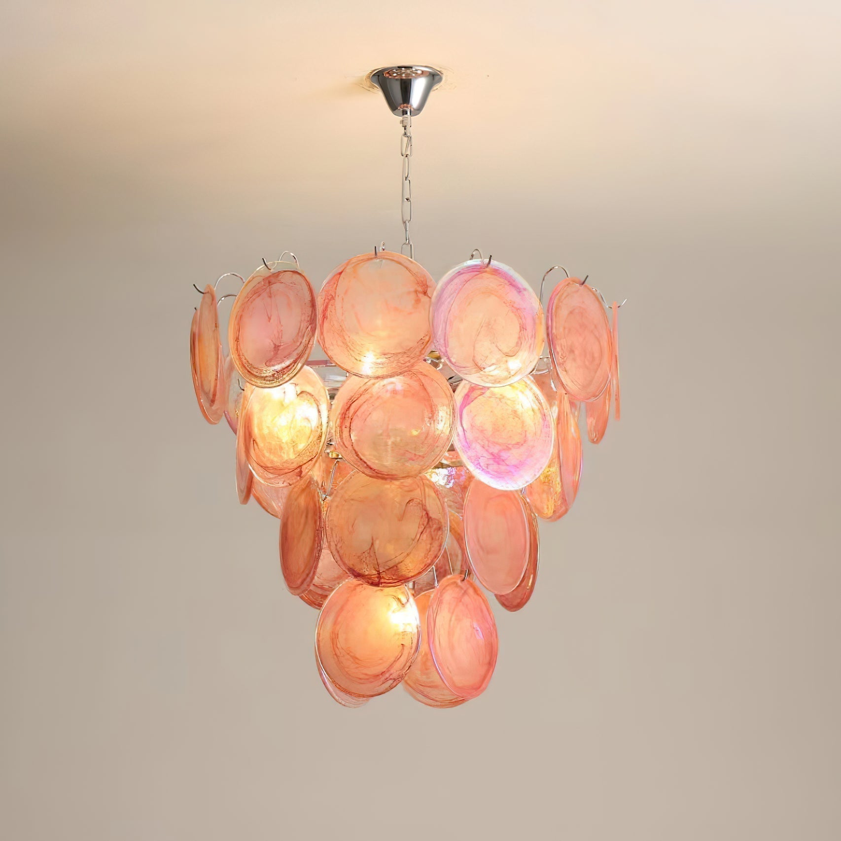 Camisa Lustre Couches de Disques en Verre Murano