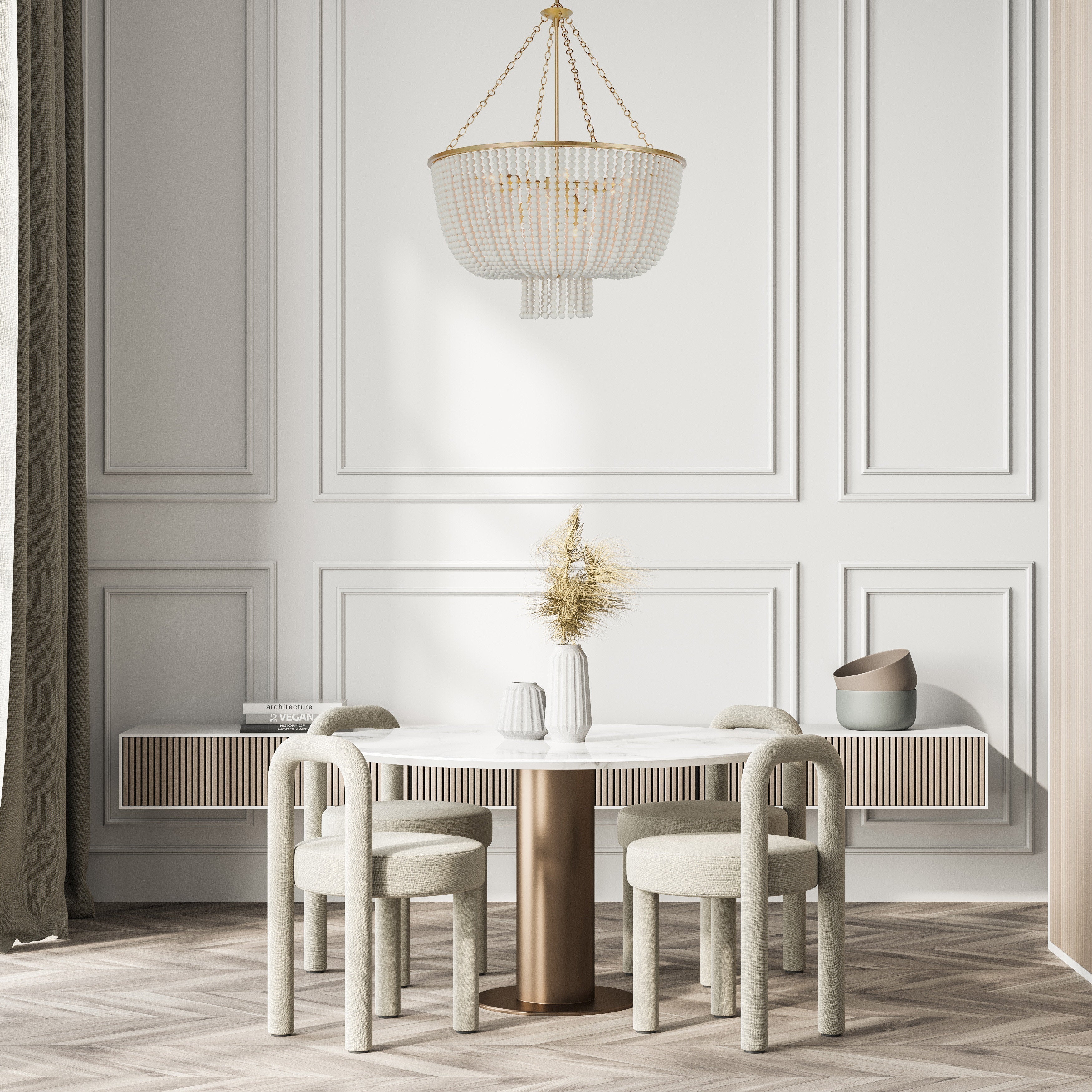 Opal Lustre en Métal et Bois de Luxe Postmoderne