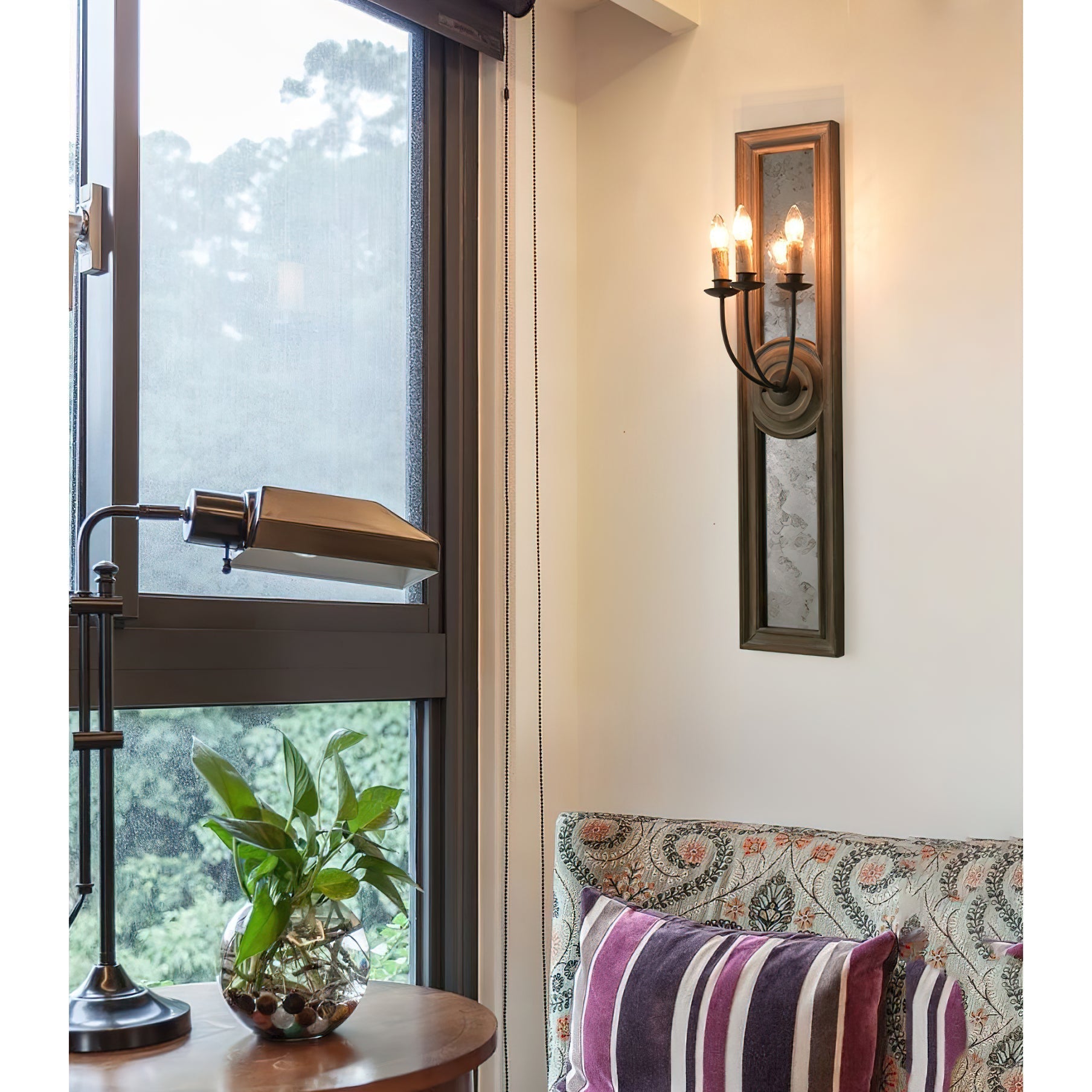Phasis Applique Murale en Métal Vintage à 3 Lumières avec Miroir Élégance