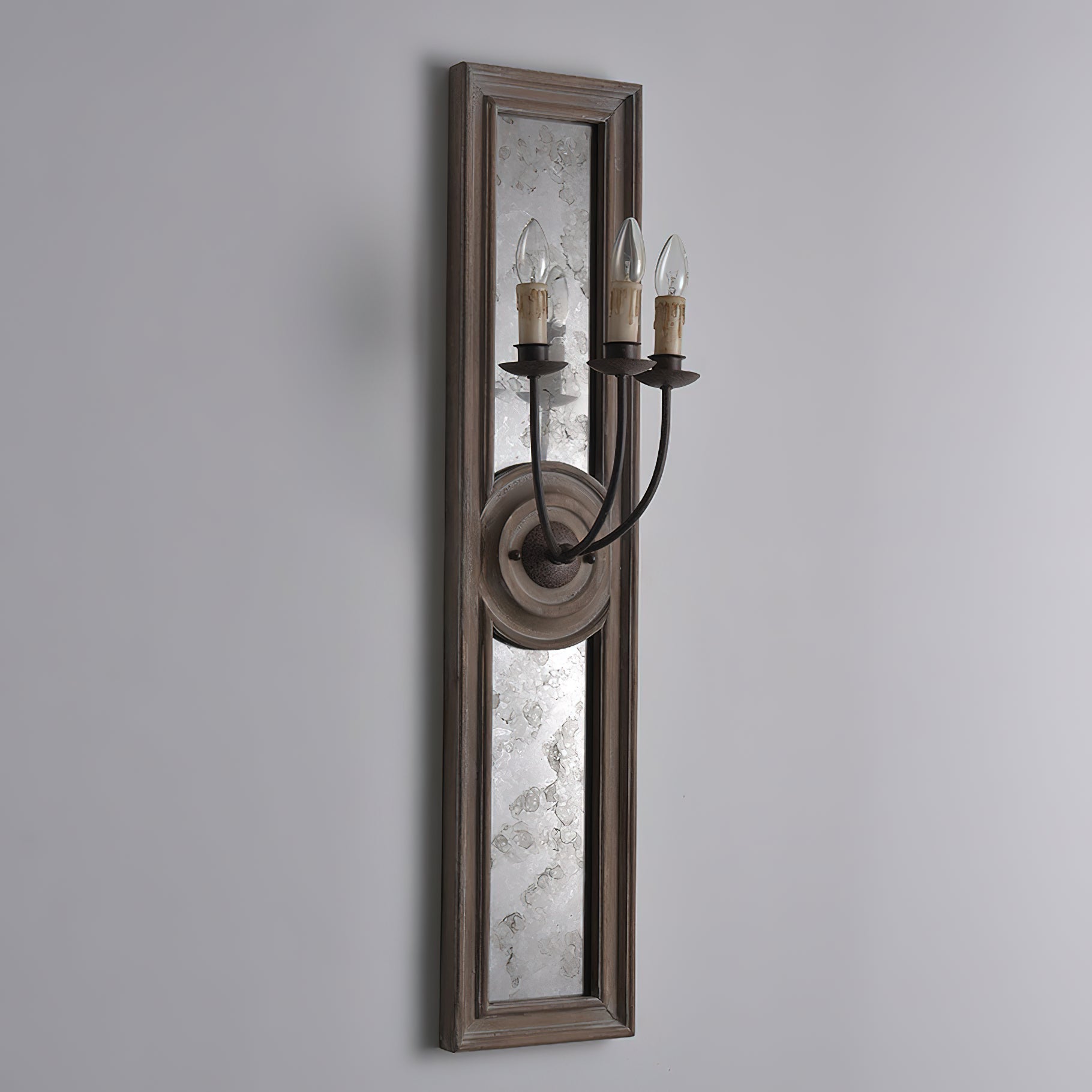 Phasis Applique Murale en Métal Vintage à 3 Lumières avec Miroir Élégance