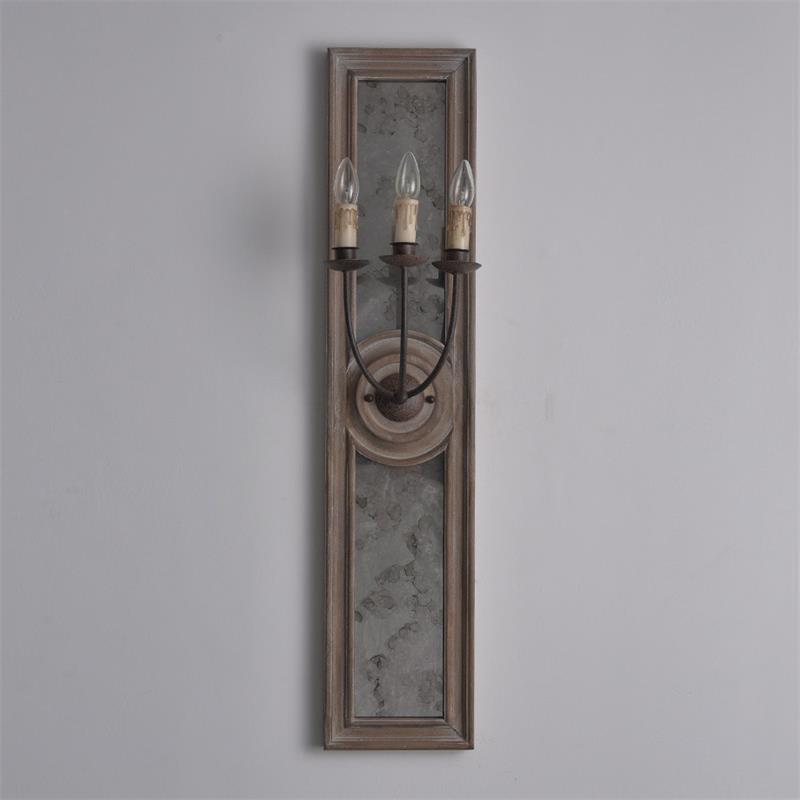 Phasis Applique Murale en Métal Vintage à 3 Lumières avec Miroir Élégance