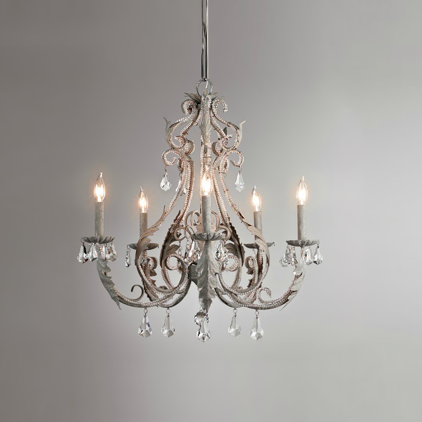Lustra Suspension Lampe Porte-Bougie Perles de Cristal