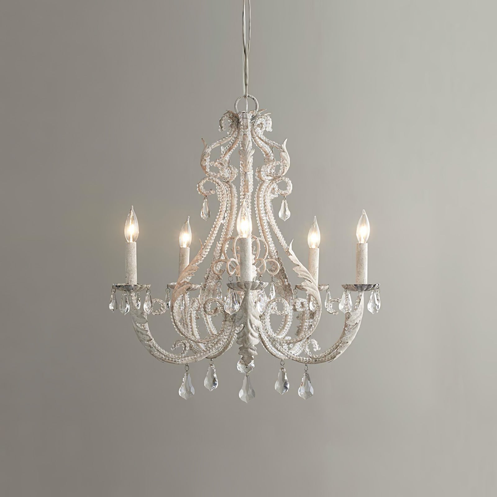 Lustra Suspension Lampe Porte-Bougie Perles de Cristal