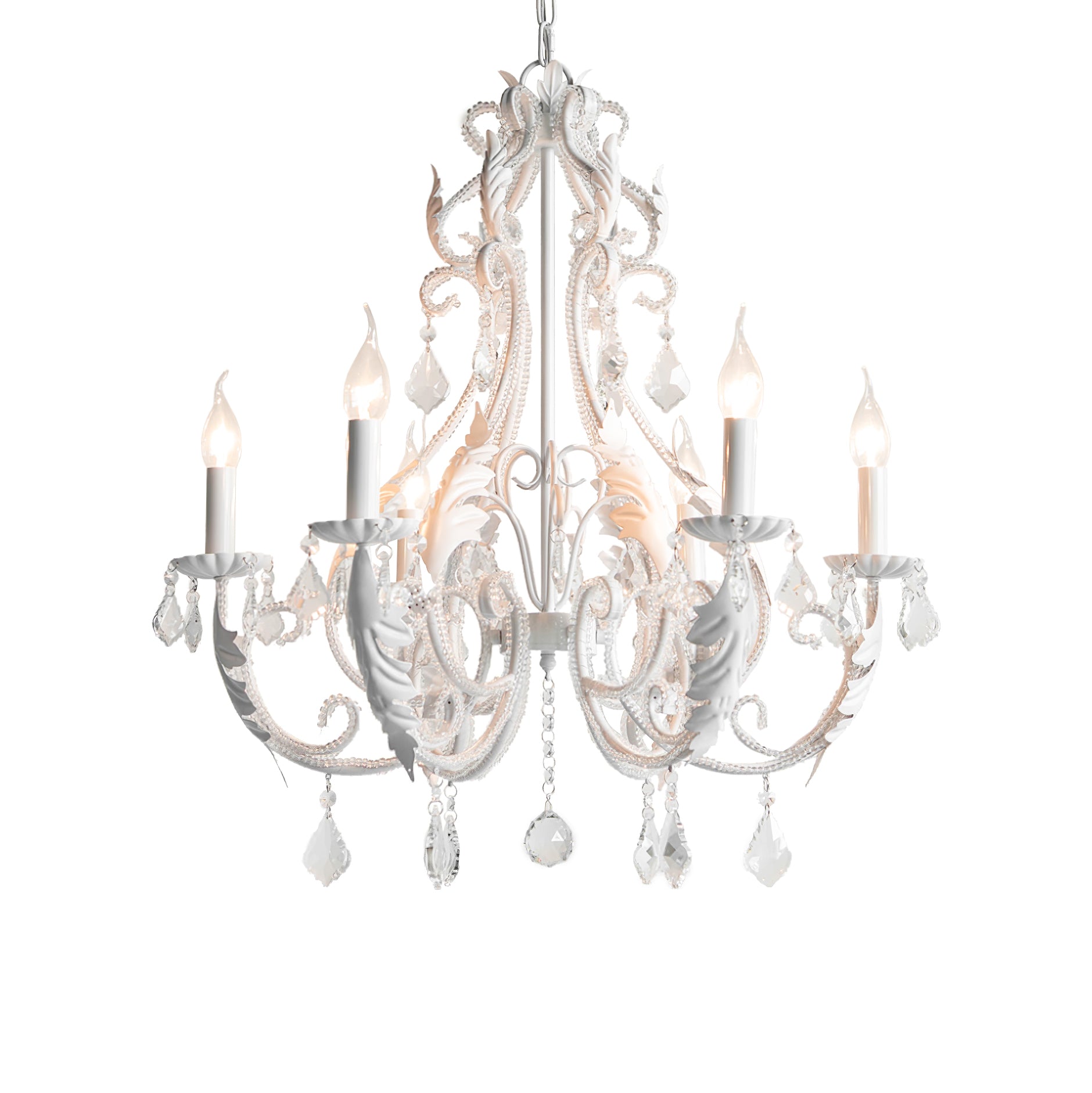 Lustra Suspension Lampe Porte-Bougie Perles de Cristal