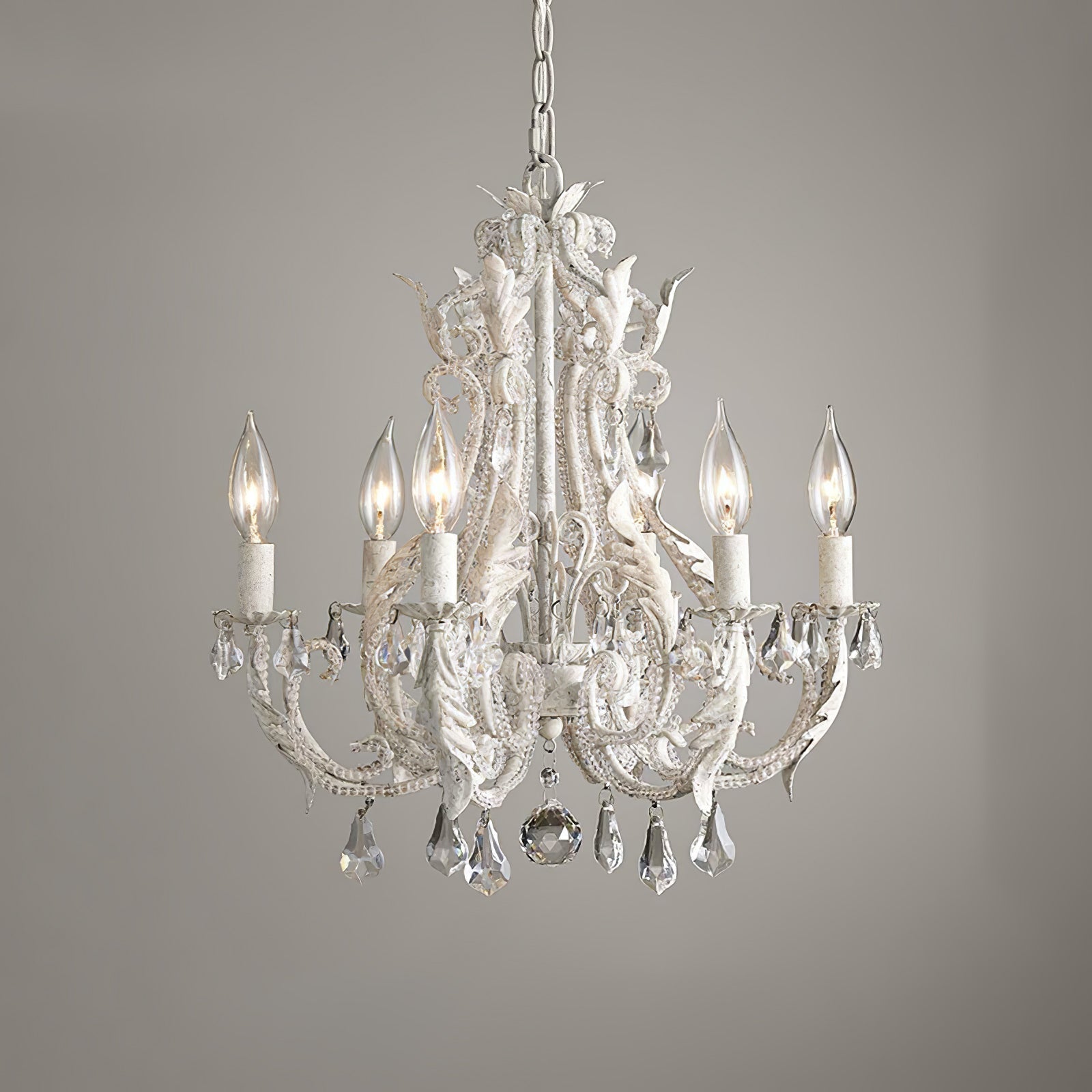 Lustra Suspension Lampe Porte-Bougie Perles de Cristal