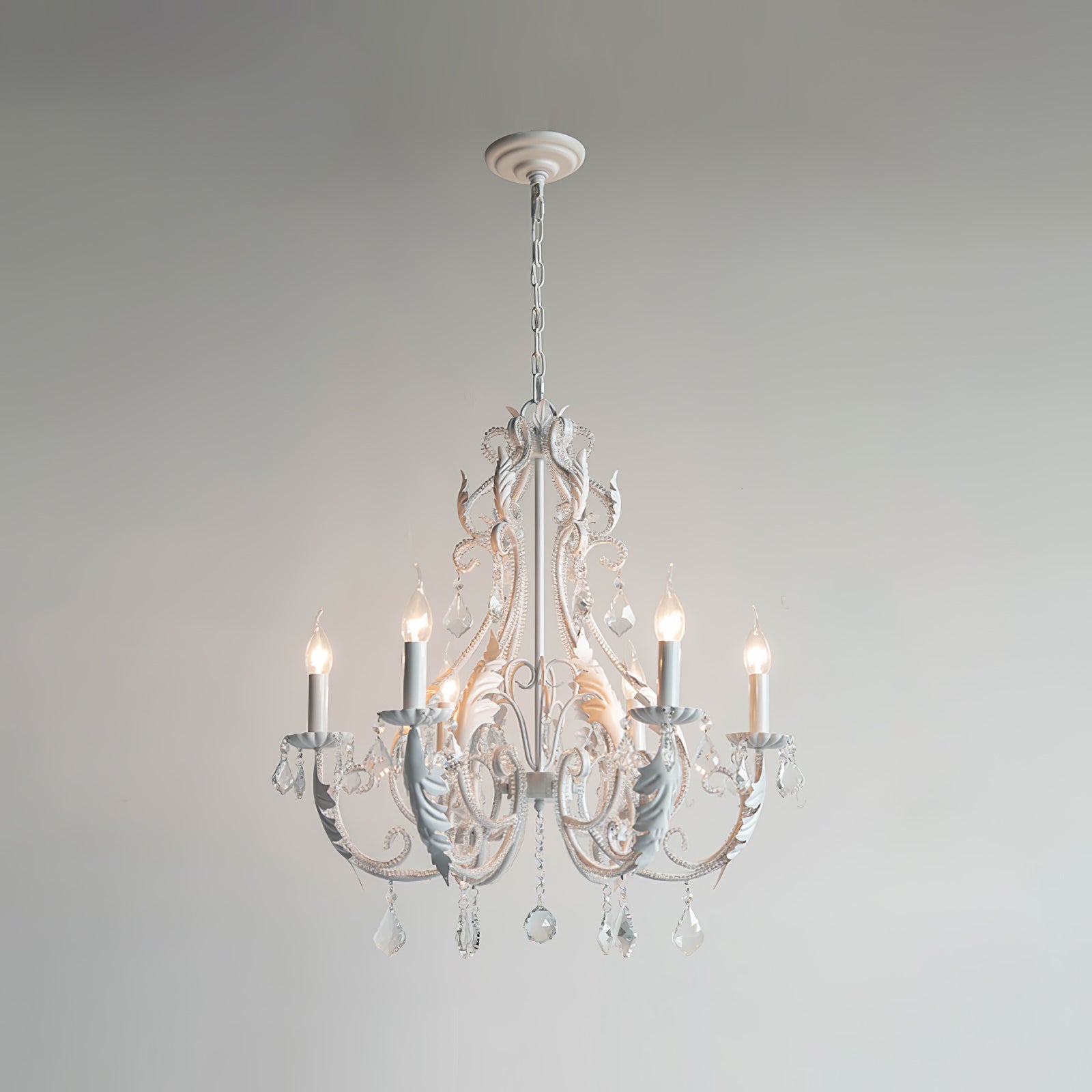 Lustra Suspension Lampe Porte-Bougie Perles de Cristal