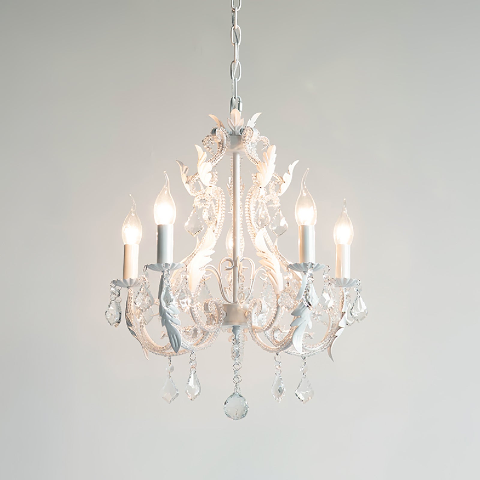 Lustra Suspension Lampe Porte-Bougie Perles de Cristal