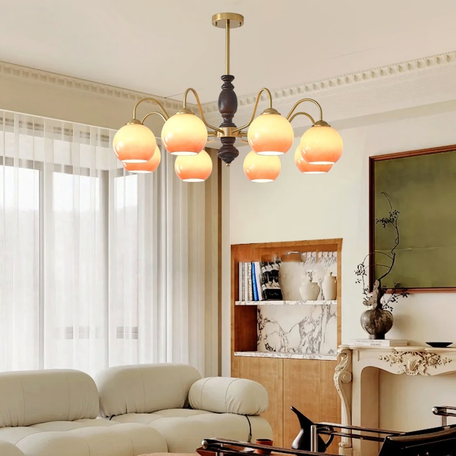 Aurora Lustre Caramel Orb Curved Arm