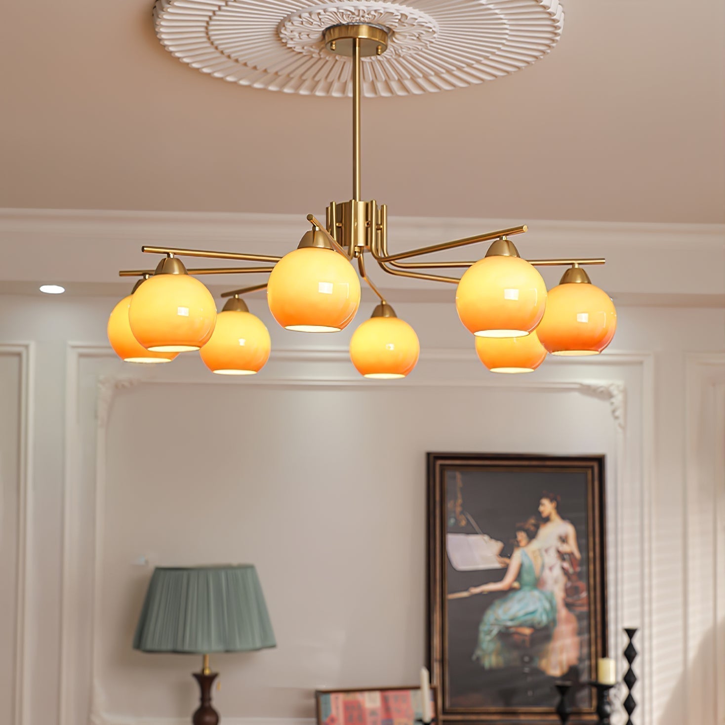Lustra Lustre Laiton Caramel Globe Minimaliste