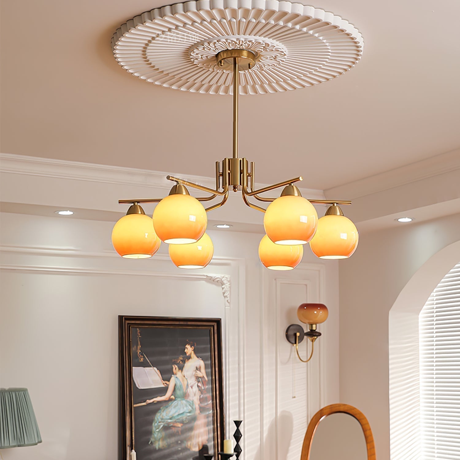 Lustra Lustre Laiton Caramel Globe Minimaliste
