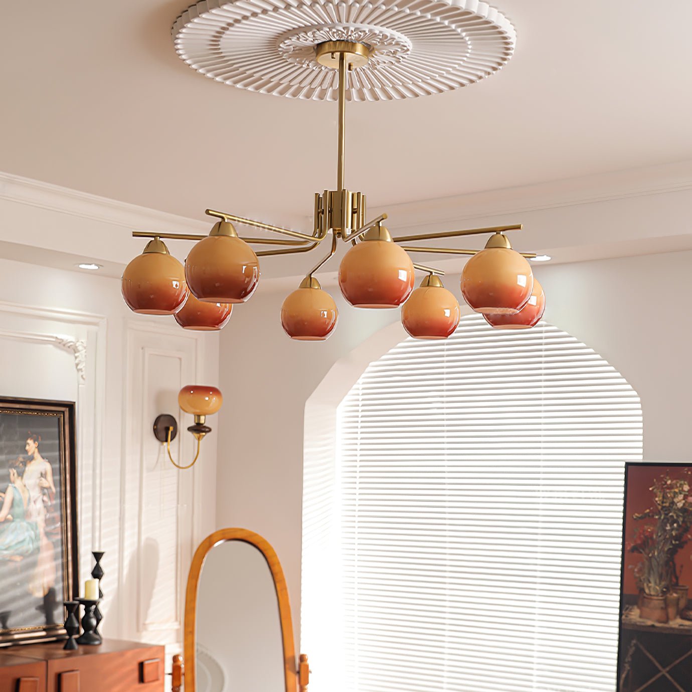 Lustra Lustre Laiton Caramel Globe Minimaliste