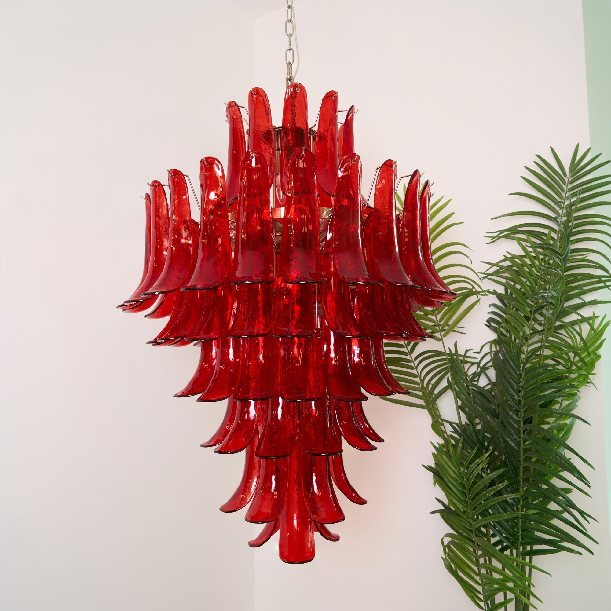 Zinc Lustre en Verre et Métal Postmoderne de Luxe en Forme de Pétale