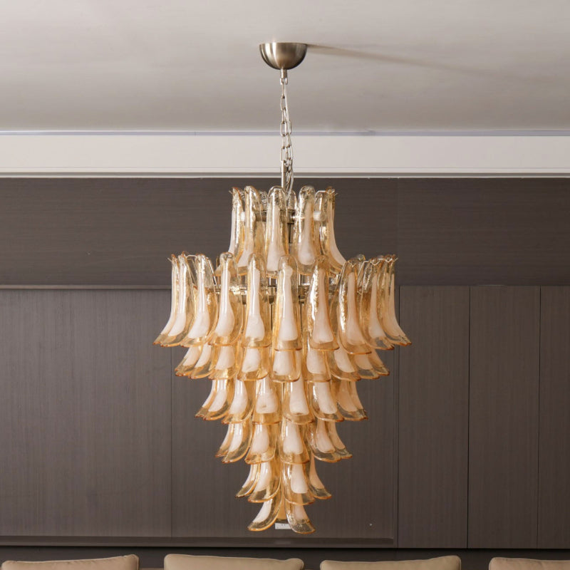 Zinc Lustre en Verre et Métal Postmoderne de Luxe en Forme de Pétale