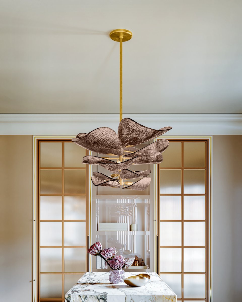Aurora Lustre en Verre Pétale Superposé Bronze