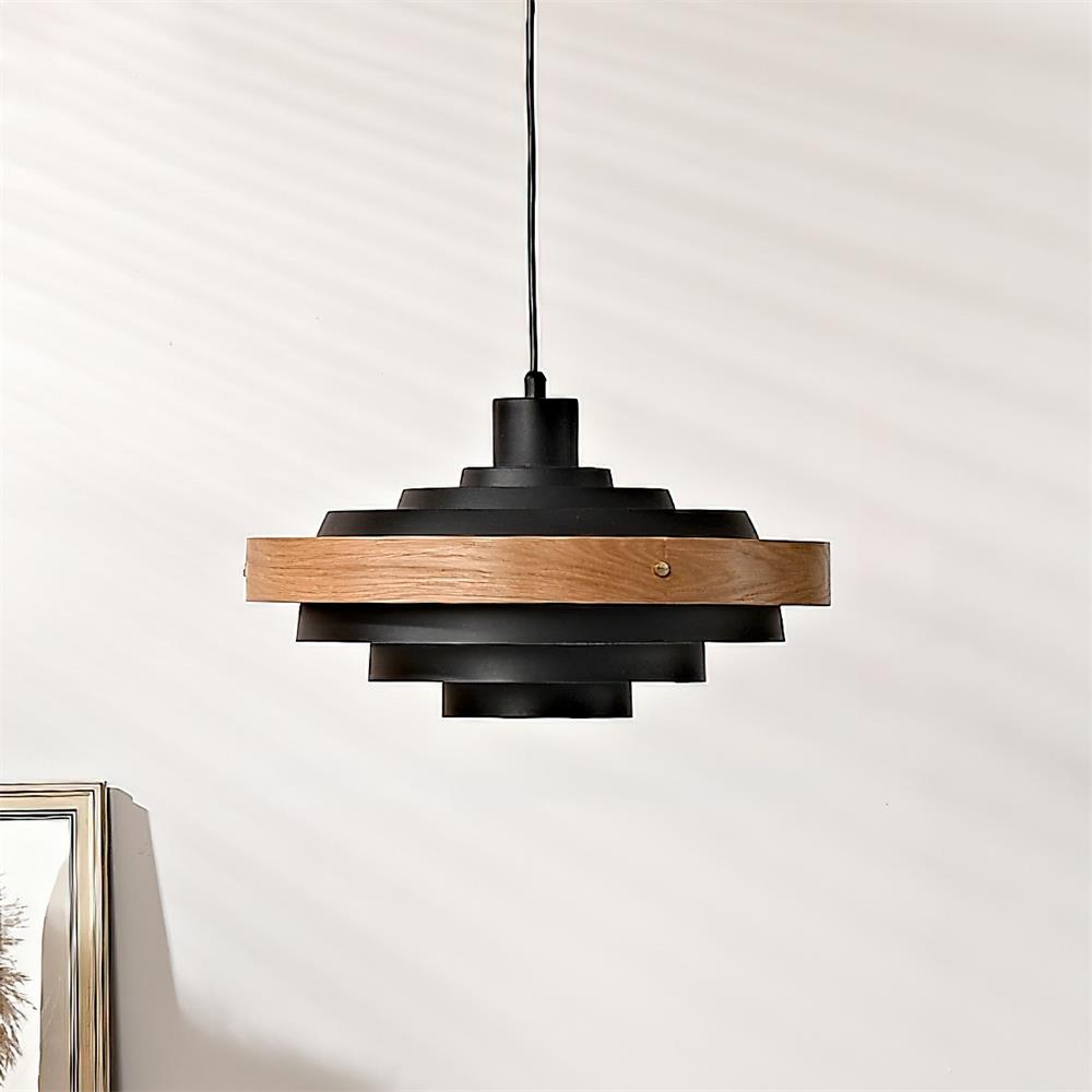 Flare Suspension Moderne Abat-jour Bois Superposé