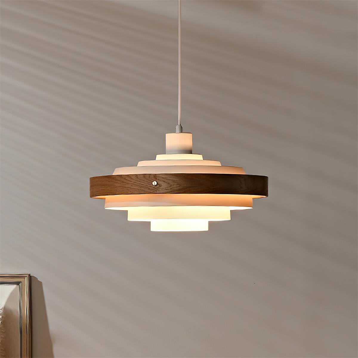 Flare Suspension Moderne Abat-jour Bois Superposé