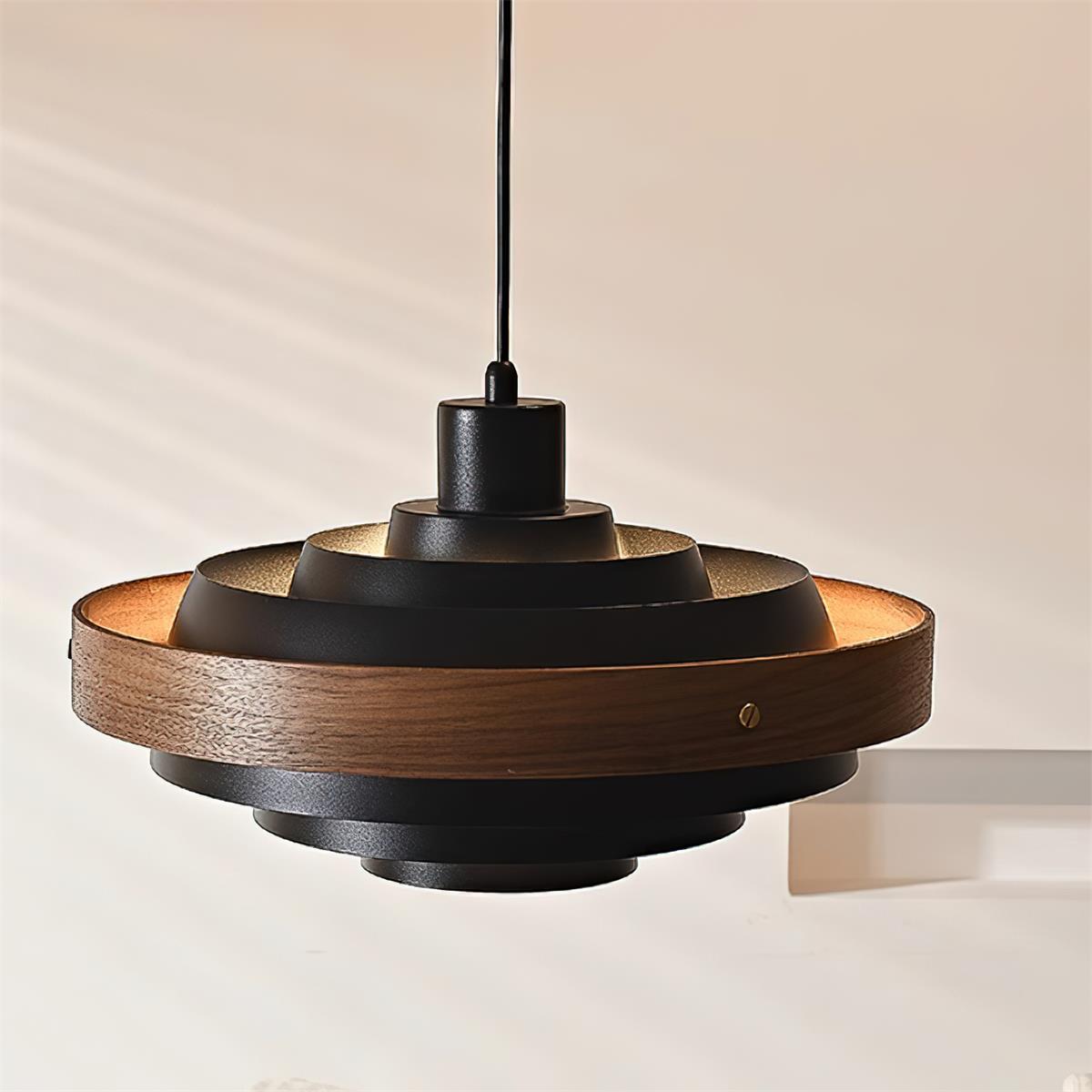 Flare Suspension Moderne Abat-jour Bois Superposé