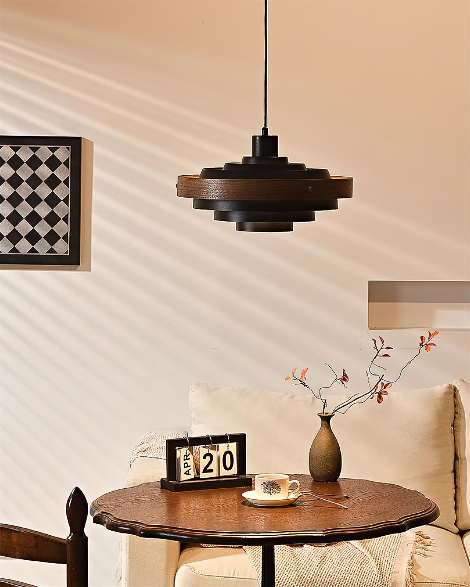 Flare Suspension Moderne Abat-jour Bois Superposé