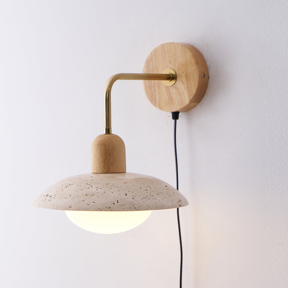 Travelle Applique Murale Industrielle Bois Travertin
