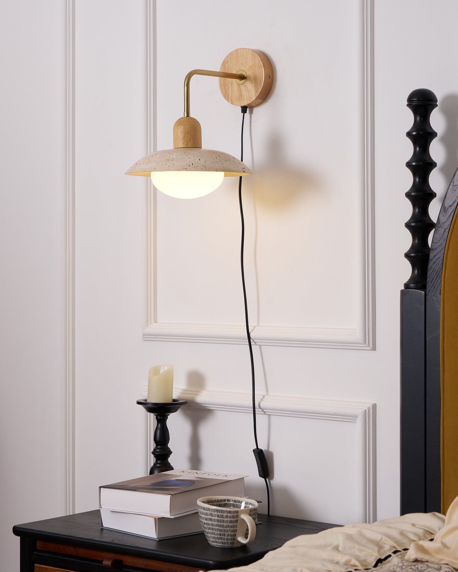 Travelle Applique Murale Industrielle Bois Travertin