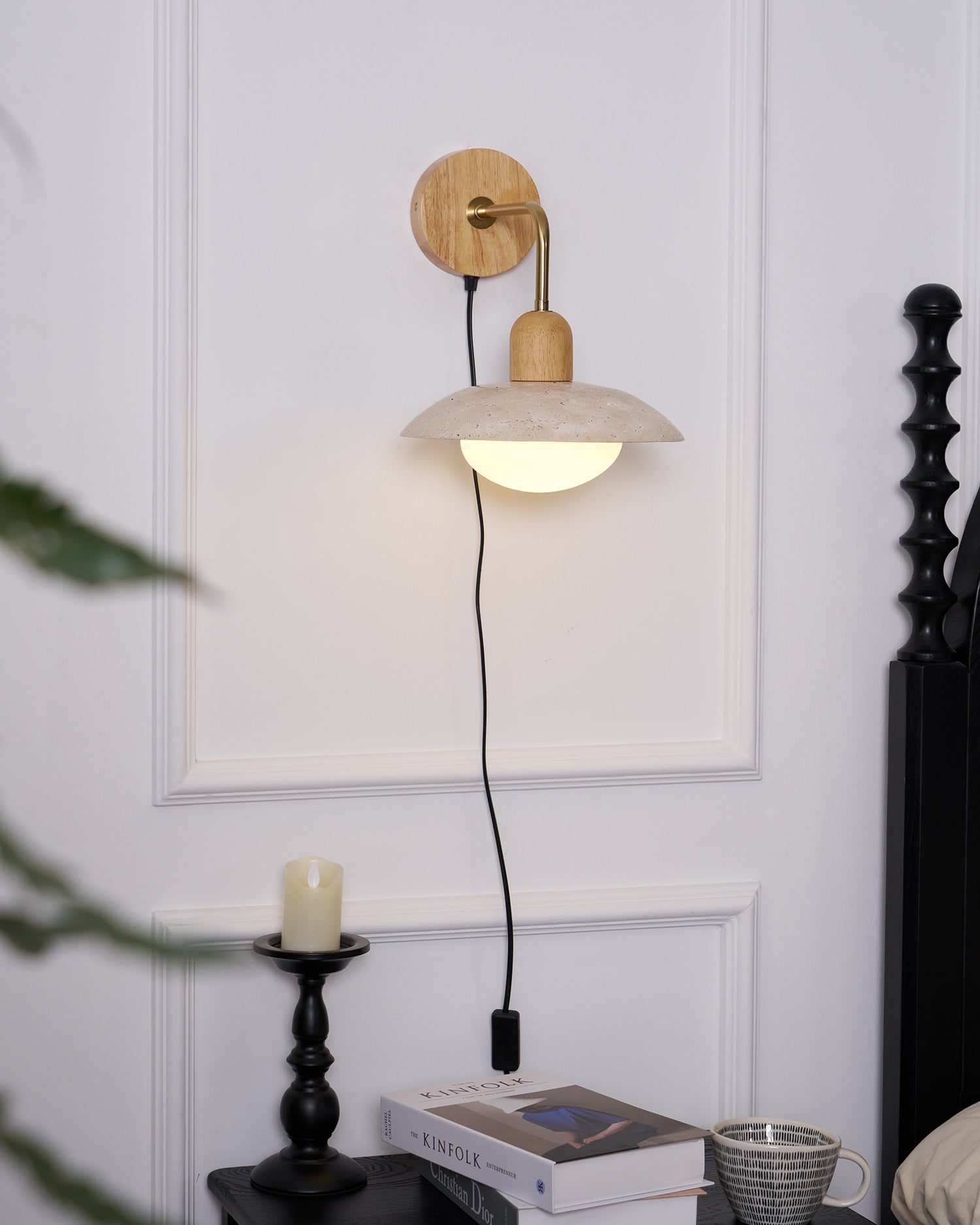 Travelle Applique Murale Industrielle Bois Travertin