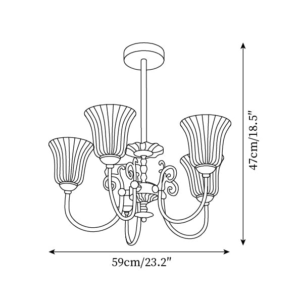 Lustre Avec Bras en Laiton et Abat-jour en Verre Blanc Opulent Luxe