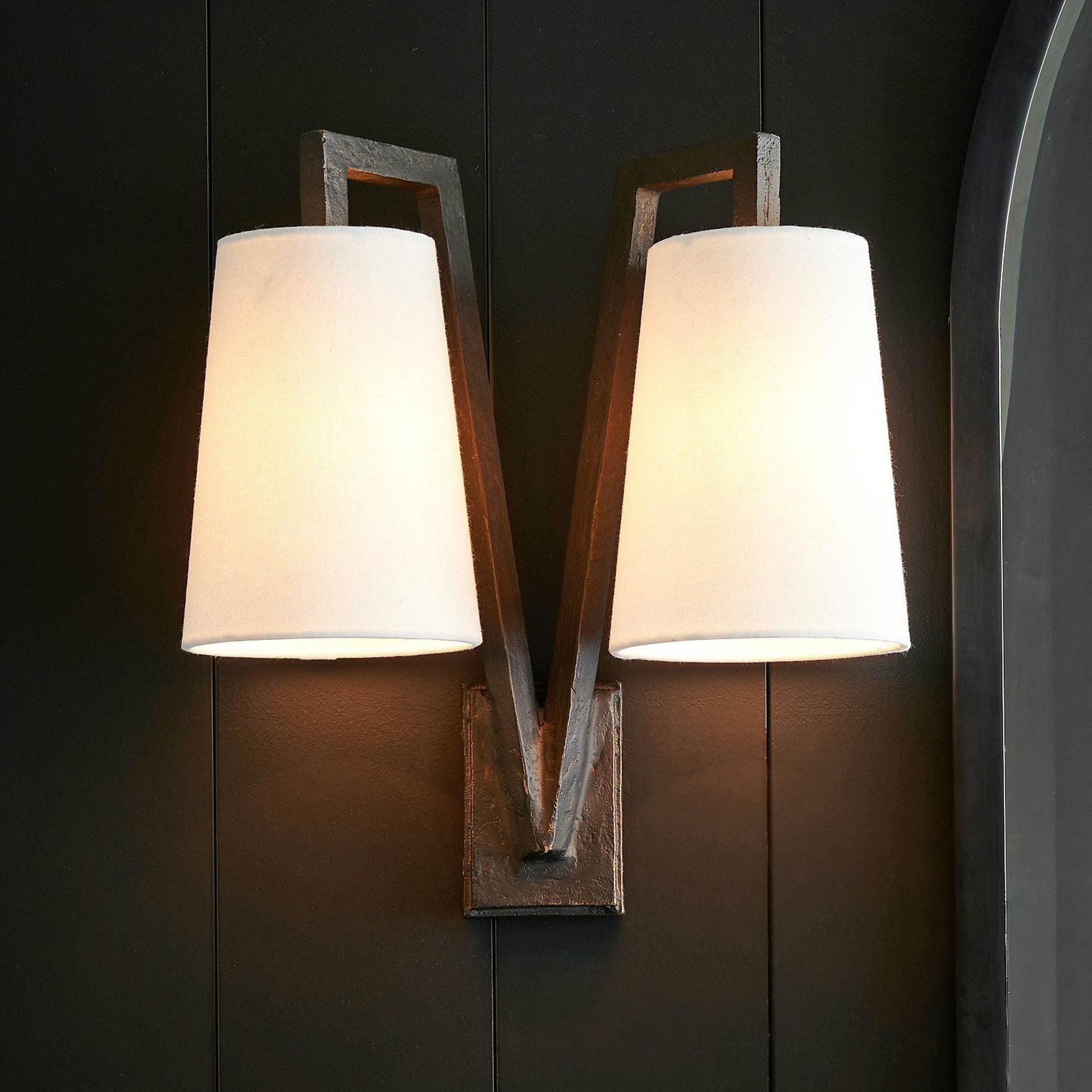 Lampe Murale Double en Laiton et Tissu Industrielle Vintage Ivmarel