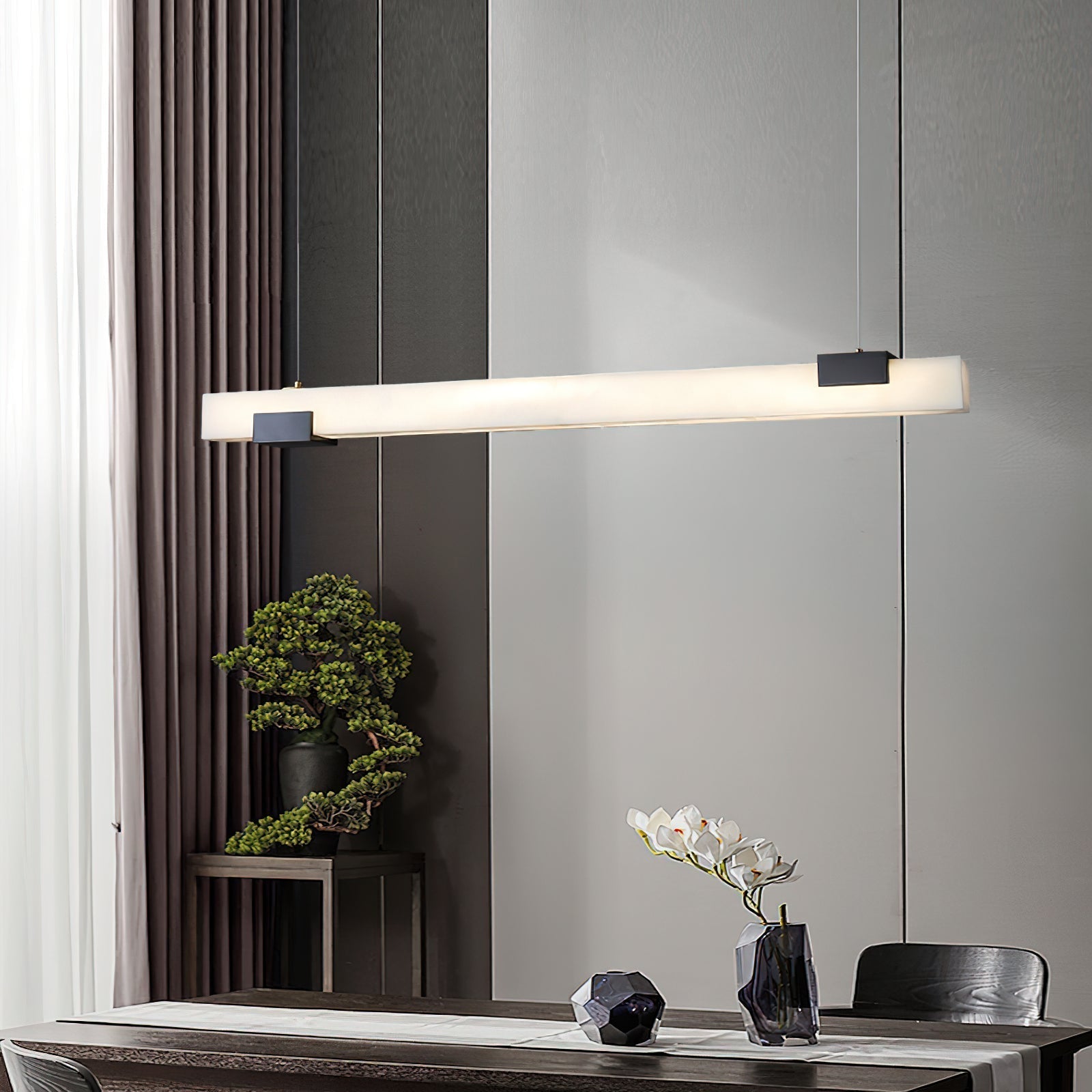 Avert Suspension en Laiton et Albâtre Minimaliste Moderne