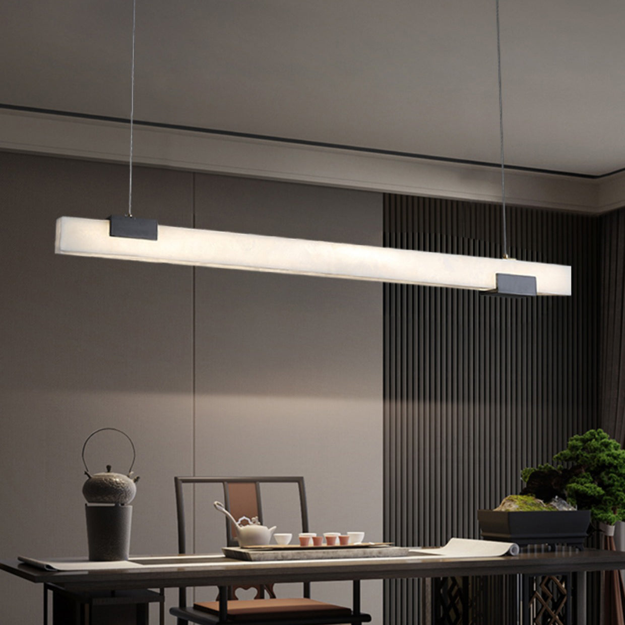 Avert Suspension en Laiton et Albâtre Minimaliste Moderne