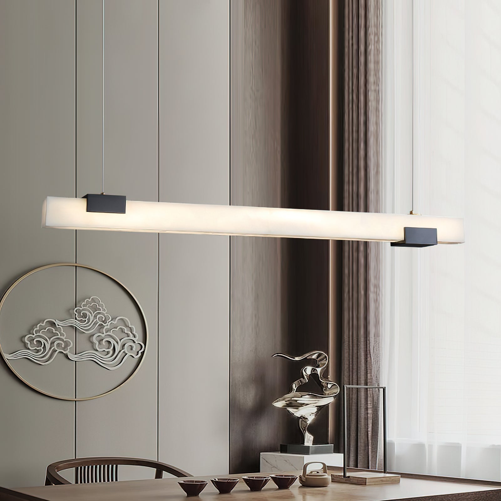 Avert Suspension en Laiton et Albâtre Minimaliste Moderne