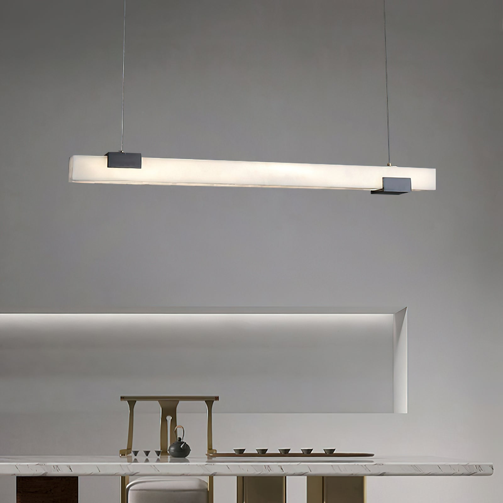 Avert Suspension en Laiton et Albâtre Minimaliste Moderne
