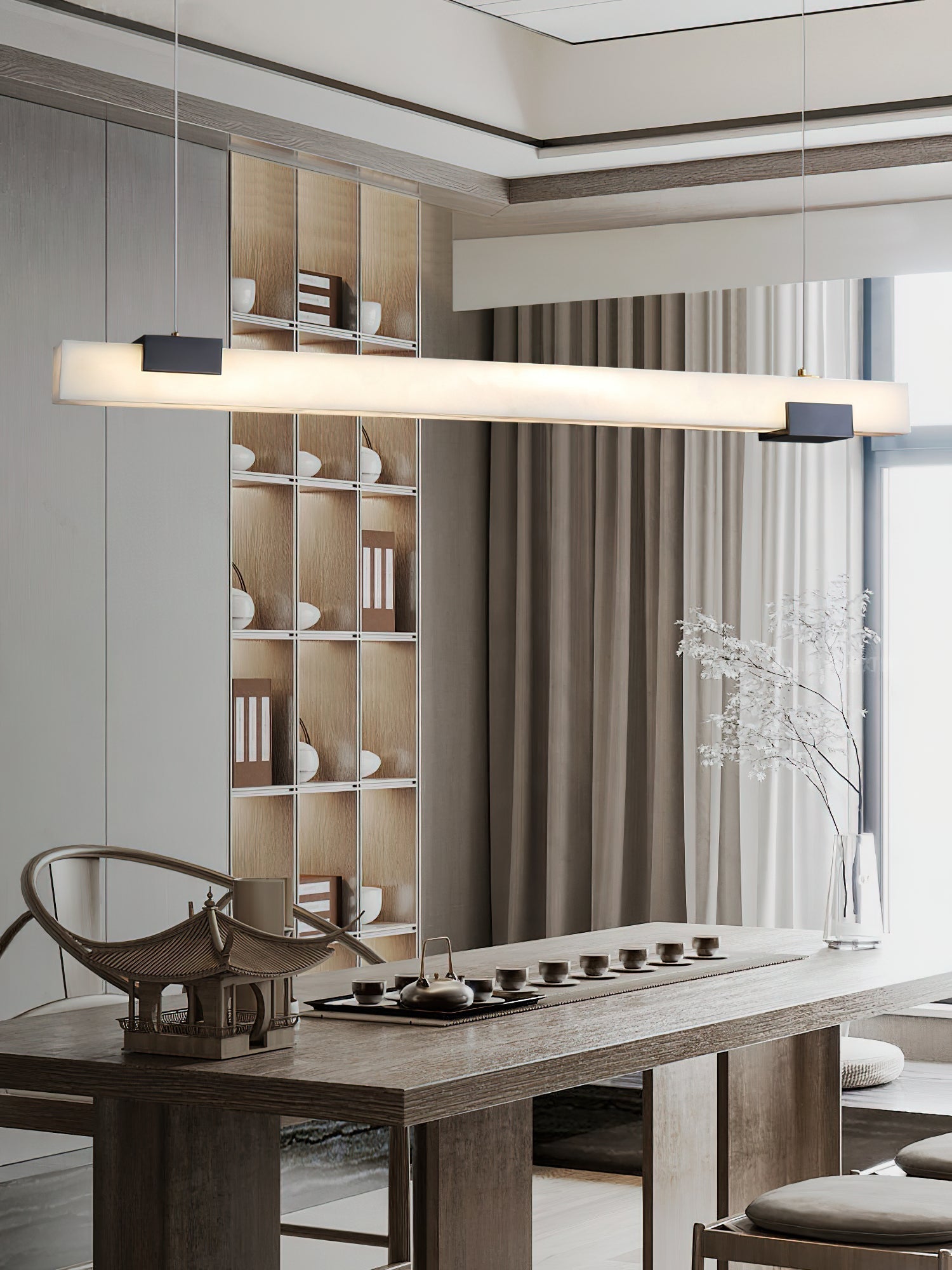 Avert Suspension en Laiton et Albâtre Minimaliste Moderne