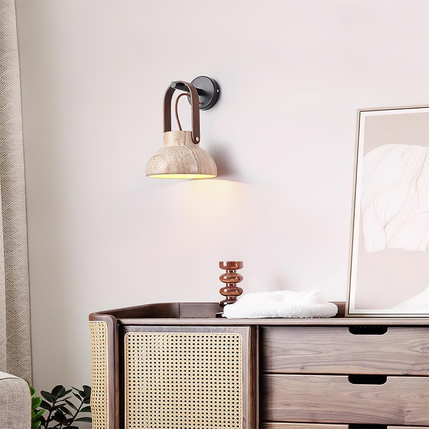 Pavo Applique Murale Minimaliste Bois Travertin