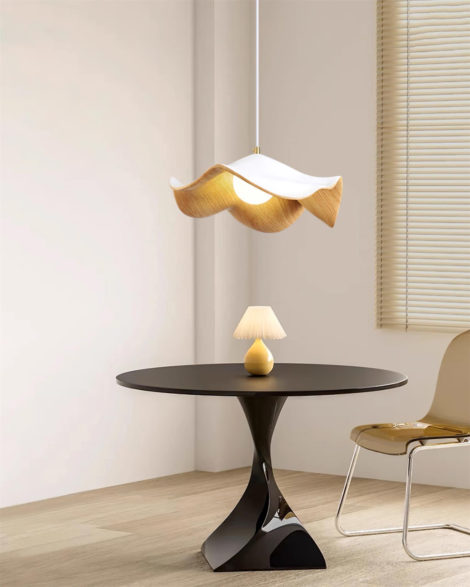 Brioce Suspension avec abat-jour en résine blanc et noyer pour salon et salle à manger