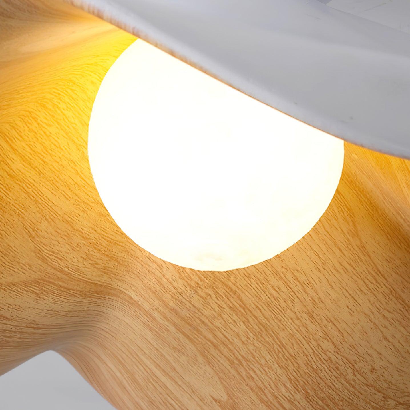 Brioce Suspension avec abat-jour en résine blanc et noyer pour salon et salle à manger