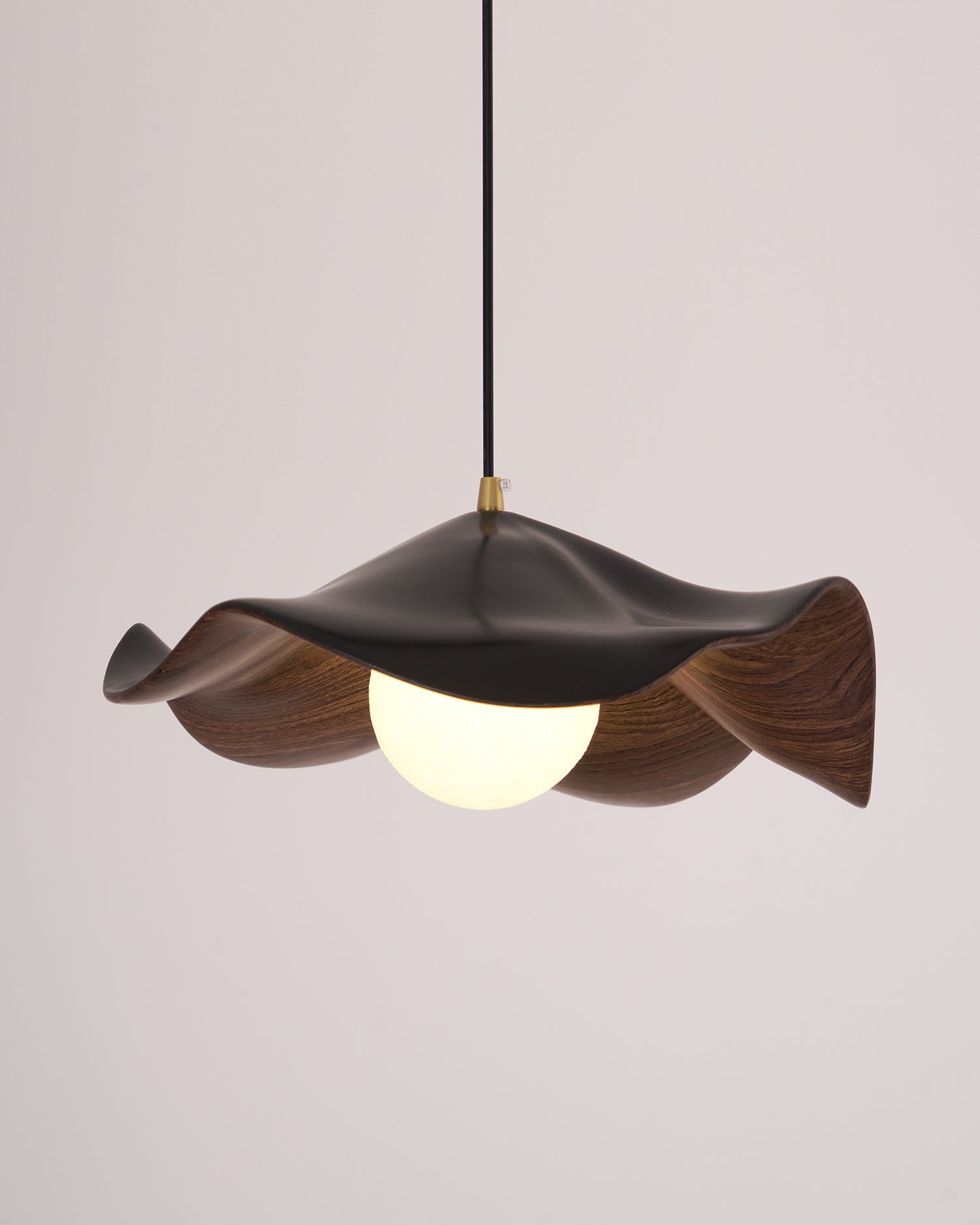 Brioce Suspension avec abat-jour en résine blanc et noyer pour salon et salle à manger