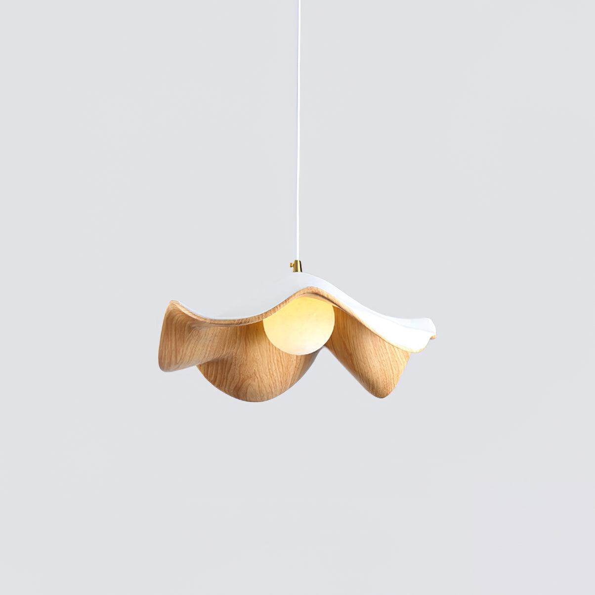 Brioce Suspension avec abat-jour en résine blanc et noyer pour salon et salle à manger