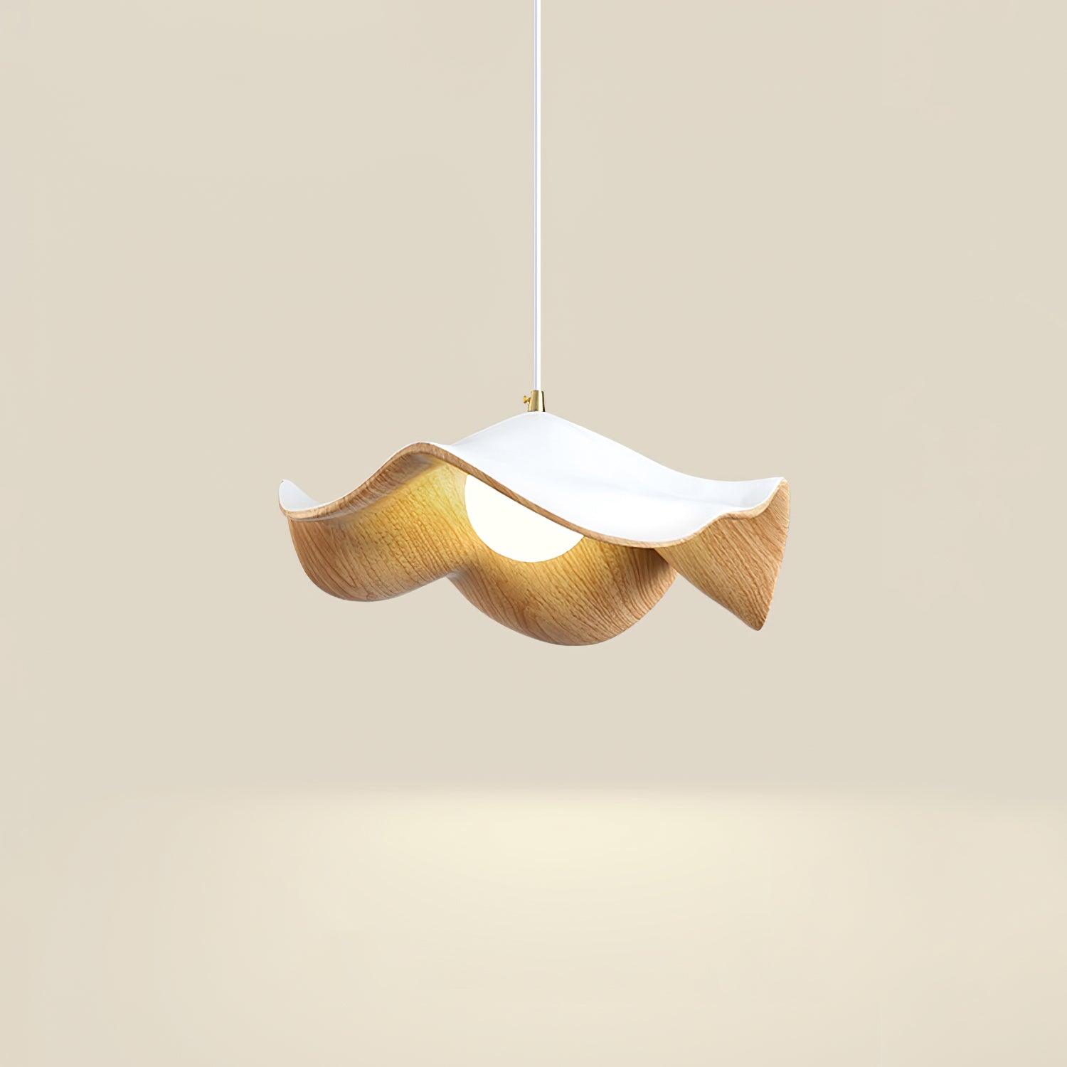 Brioce Suspension avec abat-jour en résine blanc et noyer pour salon et salle à manger