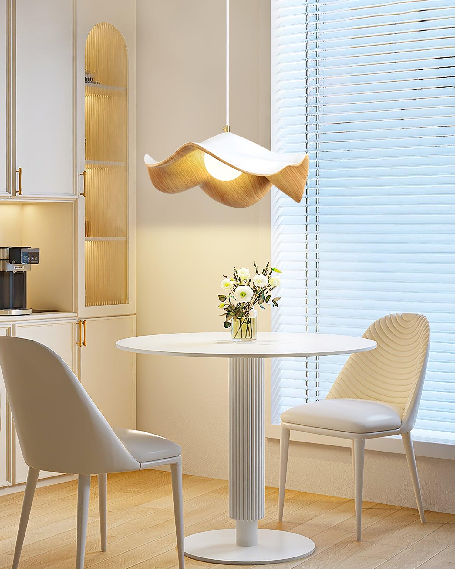 Brioce Suspension avec abat-jour en résine blanc et noyer pour salon et salle à manger